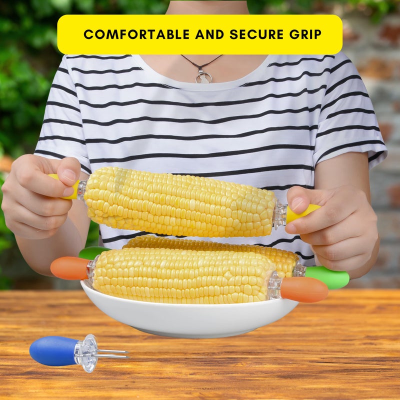Kare Kind 8 Pcs Corn Holders, Stainless Steel Corn Cob Holders Corn on The Cob Holders Skewers - Twin Pin Sweetcorn Holders, Interlocking Design Corn Skewers Forks for Home Cooking BBQ -Kitchen Gadgets - Image 4